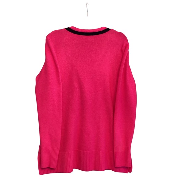 Crown & Ivy Women's Pink Black Trim V-Neck Button Cardigan Sweater Size L - Picture 2 of 5